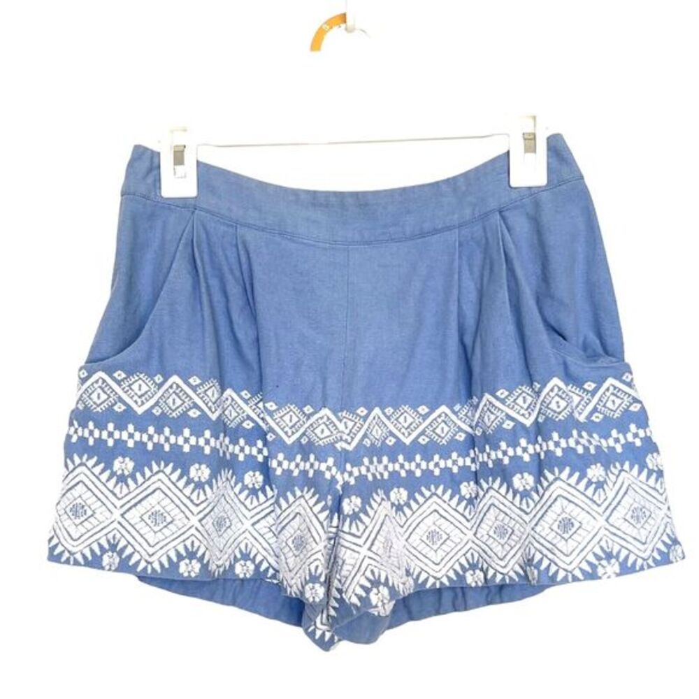 Suno Shorts Womens Size Small Embroidered Blue High Rise Country Girl Boho Mini